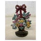 Cast Iron Doorstop with Floral Basket Design