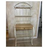 White Metal Bakerï¿½s Rack With Wood Drawer