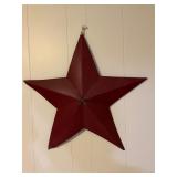 Red Metal Five-Pointed Star Wall Decor