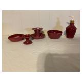 Red Glazed Turn and Burn Shelton Pottery Set