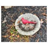 Concrete Bird Bath with Red Cardinal Figure