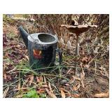Metal Watering Can and Flower Bird Bath Pair