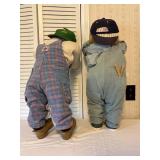Childlike Decorative Dolls in Overalls