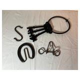Metal Keys, Hooks, and Horseshoe