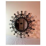 Round Metal Mirror With Ornate Frame