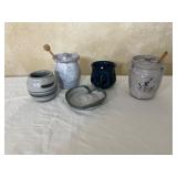 Five Ceramic Tableware Items with Spoons