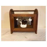 Wooden Magazine Rack with Painted Goose Motif