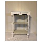 Three-Tier White Wooden Side Table