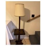 Mid-Century Wooden Floor Lamp with Table