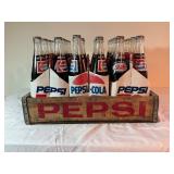Pepsi Wooden Crate with 16 Glass Bottles