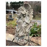 Resin Angel Statue with Floral Accents