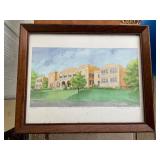 Framed Watercolor of Fayetteville School by Audrey