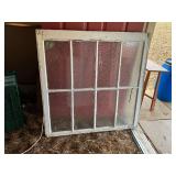 Wooden Window Frame With Textured Glass Panes