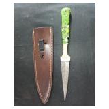 A Pair of Modern Damascus Dagger and Leather Sheat