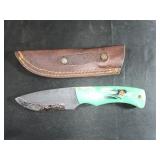 A Pair of Custom Fixed-Blade Knife and Leather She