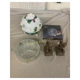 Decorative Lot With Ceramic, Metal, and Glass Item