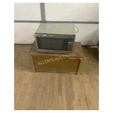 Panasonic Microwave and Wooden Storage Box