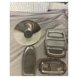 Stainless Steel and Silver-Plated Trays and Bowl