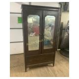 Wooden Cabinet with Mirrored Doors