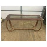 Glass-Top Coffee Table with Curved Wood Base