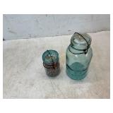 Blue Glass Mason Jars with Wire Closures