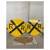 Railroad Crossing Signs and USA Cork Map