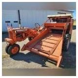 Restored 1951 Allis Chalmers Mod. CA, NF w/extended left wheel and mounted AC Roto-Baler, 9.5X24” tires, front & side weights, NEW paint,#10378 RARE