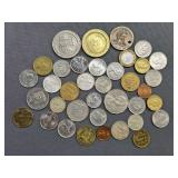 Foreign Coin Lot - includes: tokens, casino chips, & some silver