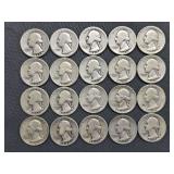 17 Washington Quarters - 1940’s + 3 Washington Quarters - 1950’s