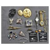 Collectible Jewelry Lot - includes: 2 Marine Corp Pins, 2 Watches, Misc Jewelry
