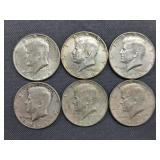 28. (2) 1964-P & (4) 1964-D Kennedy Half Dollars
