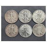 31. 6 Walking Liberty Half Dollars - (2) 1944-P, 1