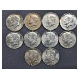 34. (10) 40% Silver Half Dollars - Dated 1965-1969