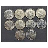 35. (10) 40% Silver Half Dollars - Dated 1965-1969