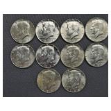 37. (10) 40% Silver Half Dollars - Dated 1965-1968
