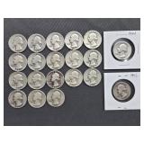 42. 20 Washington Quarters - 1940’s