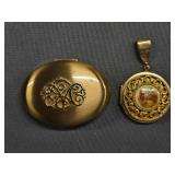 Decorative Camelia Ladies Powder Case & Vintage Locket