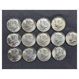 (13) 40% Silver Kennedy Half Dollars - 1967-1969 (many uncirculated)