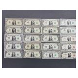 3 Red Ink $2 Bills - 1953 & 1963 + (12) 1963 $1 Bills + (2) $2 Bills + (2) $1 Bills - 1970’s