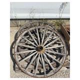 Three Wooden Wagon Wheels