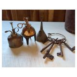 Skeleton keys on Ring, Copper Bunsen Burner, Oil Sprayer& Funnel Can