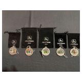 (5) John Deere Pewter Christmas Ornaments