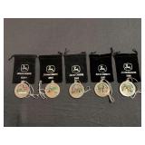 (5) John Deere Pewter Christmas Ornaments