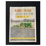 John Deere D Tractor Sales Literature