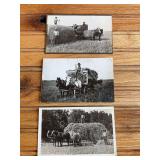 (3) Hay Wagon Photo Postcards
