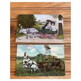 (2) Studebaker + Birdsell Postcards