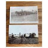 (2) Grain Binder Photo Postcard