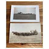 (2) Horse Drawn Harvester Photo Postcards