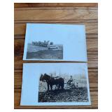 (2) Horse Drawn Plow Photo Postcards