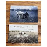 (2) Horse Drawn Grain Drill + Sprayer Photo Postcards